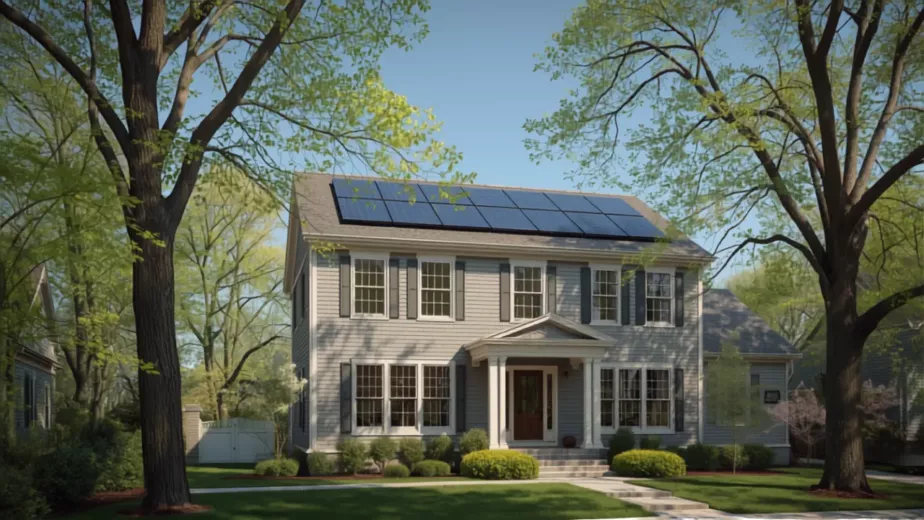 Residential solar panels generating electricity on a home in New York.