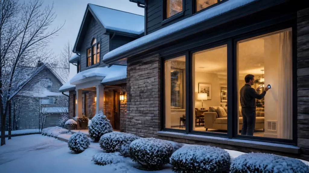 Pennsylvania home during winter with efficient heating managed by a smart thermostat.